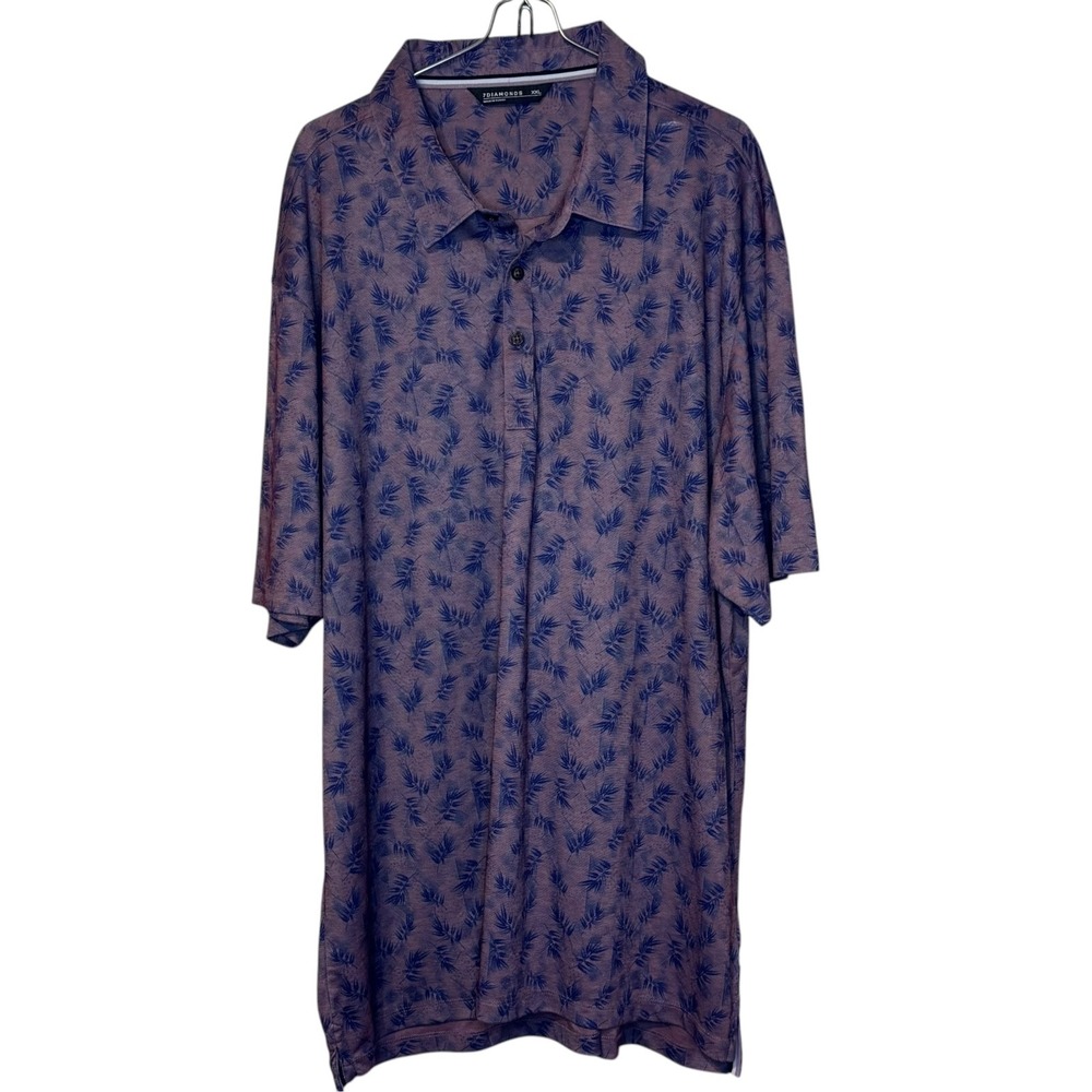 7 Diamonds Mens Highland Polo Shirt Leaf Pattern Purple Blue XXL SMP-1543